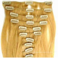 Hot selling wholesale double drawn virgin remy human hair extention 120g clip in hair